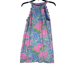 Lilly Pulitzer Girls Sleeveless Floral Halter Dress Size‎ XXS Blue Pink